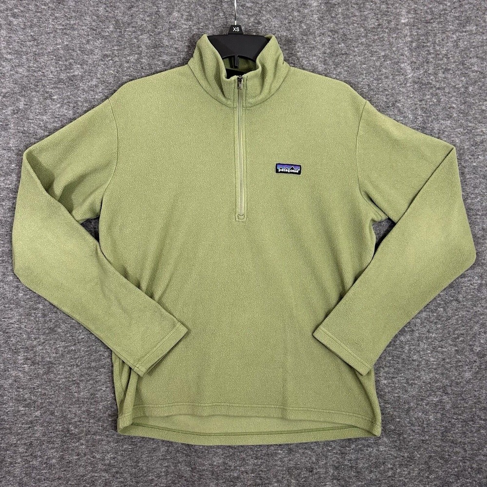 Patagonia Jacket 1/4 Micro D‎ Men Small Logo Olive Army Green Fleece Gorpcore